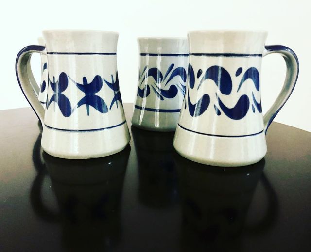 Hessische Kaffeepötte und Teepötte - grau blau