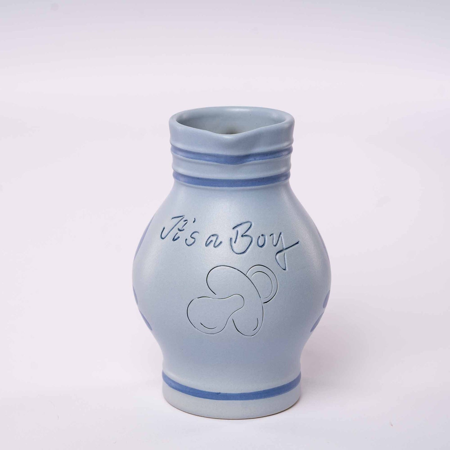 Blauer Bembel 0,5 L – It’s a Boy – mit Schnuller Dekor zur Geburt