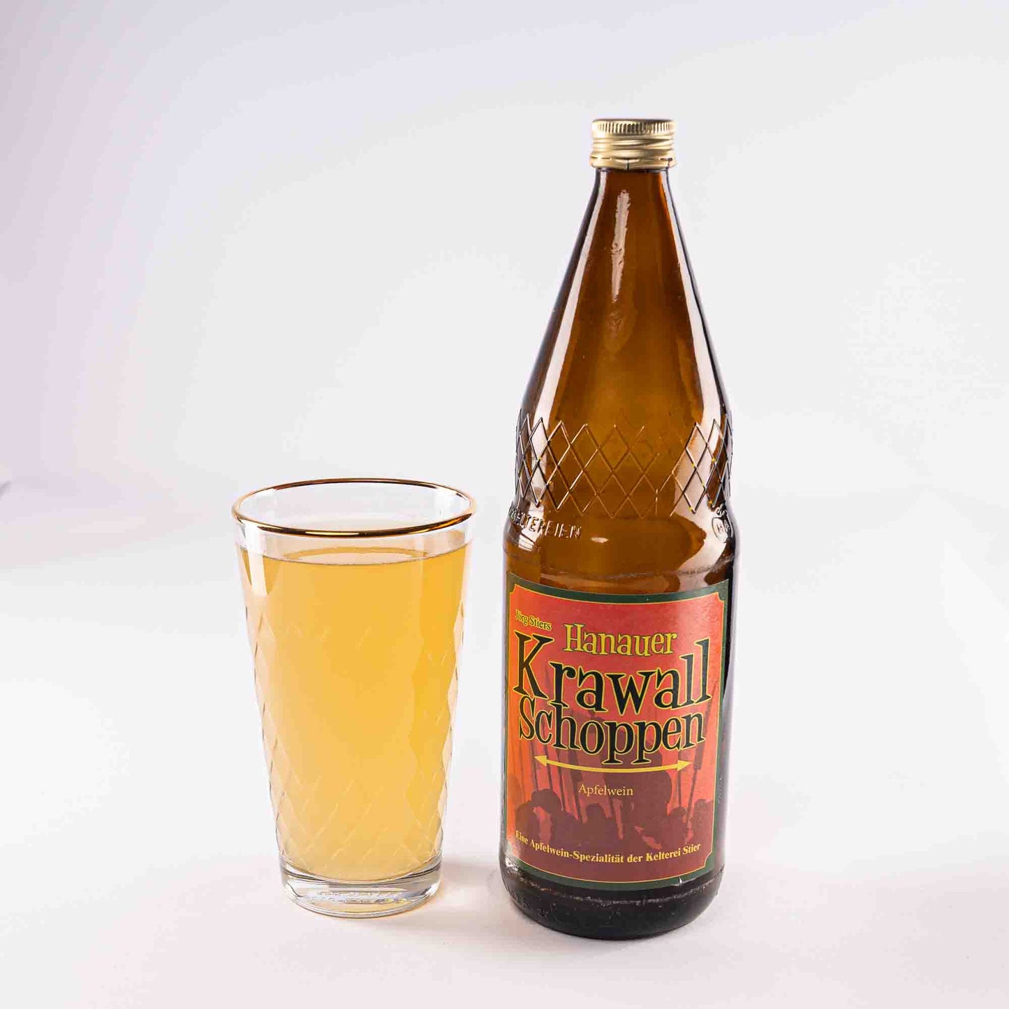 Apfelweinglas Goldrand Geripptes 0,5l
