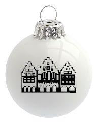 Christbaumkugeln Weihnachtsbaum Dekoration "Römer" (weiß glänzend)